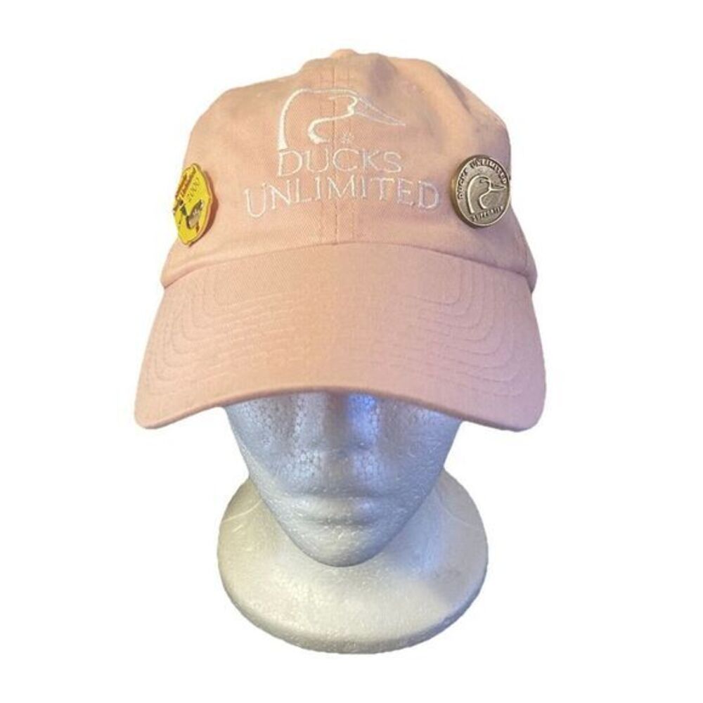 DUCKS UNLIMITED Hat Pale Pink With Pins Adjustable Cotton